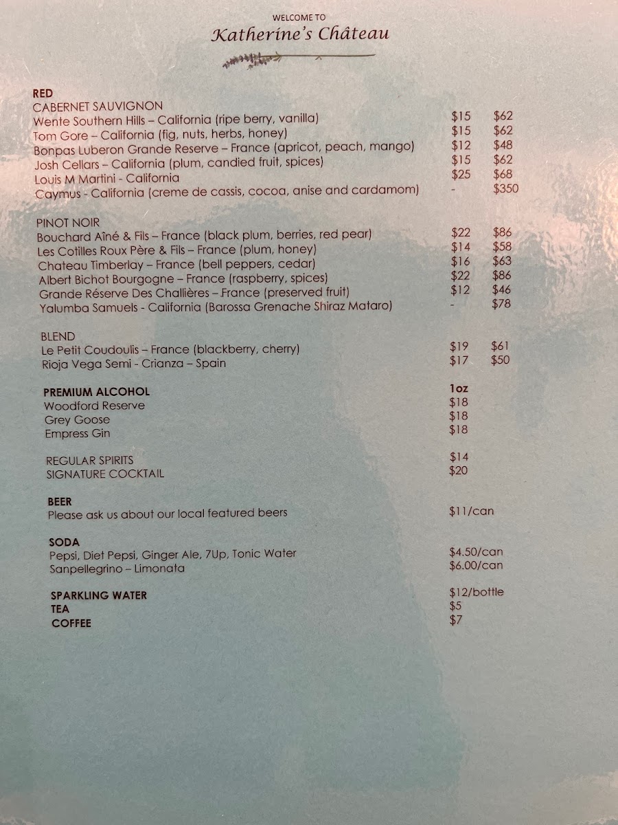 Menu Katherine’S Chateau-3