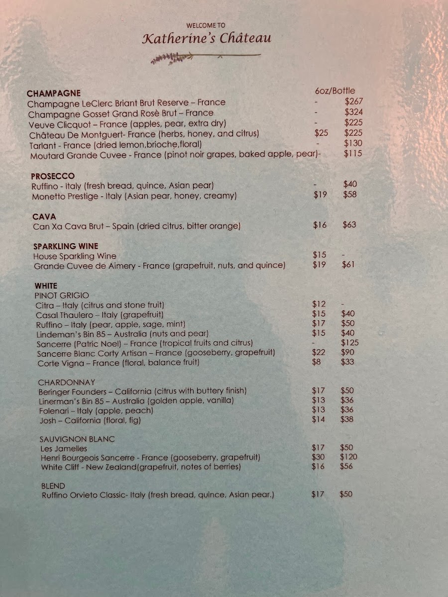 Menu Katherine’S Chateau-4
