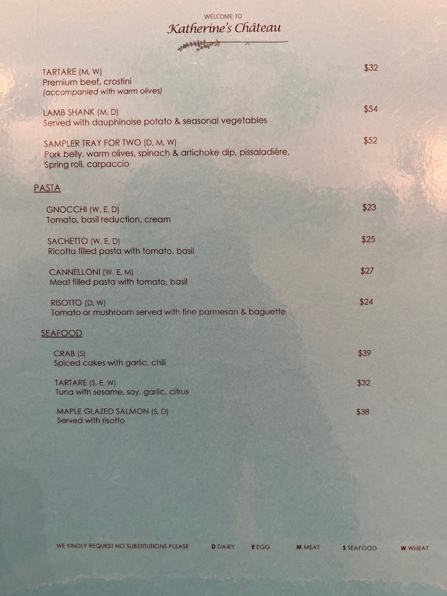Menu Katherine’S Chateau-6