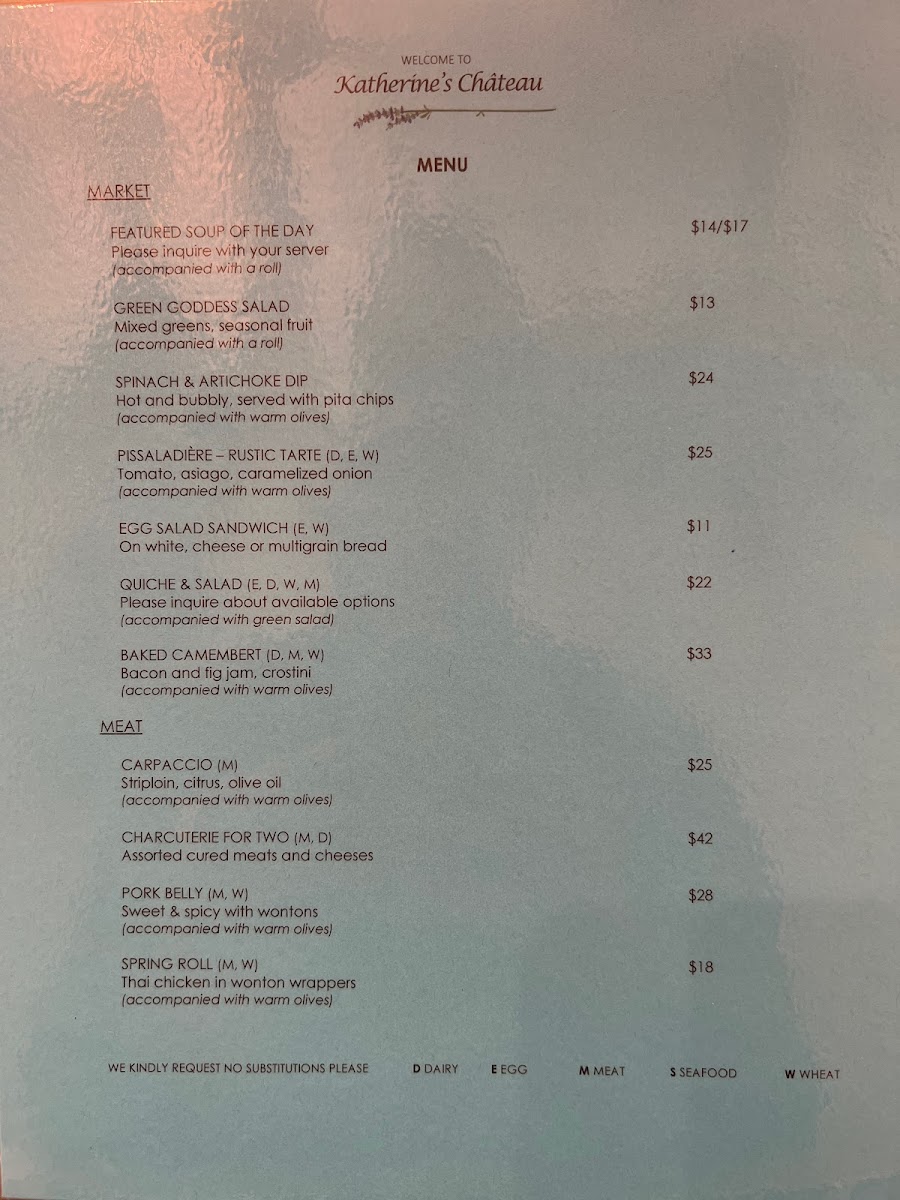 Menu Katherine’S Chateau-7