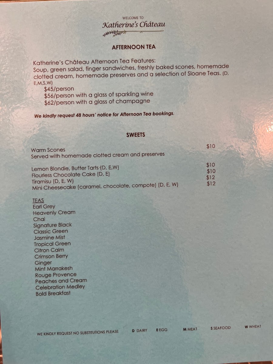 Menu Katherine’S Chateau-8